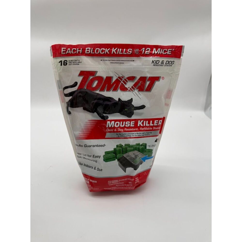 Tomcat Mouse Killer Refillable Bait Station with 16 bait blocks.
